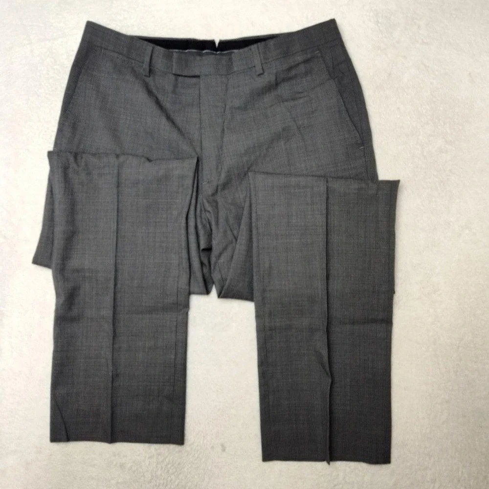 Banana Republic Pants Mens 32x32 Gray Flat Marzotto Wool Tweed Dress Slacks Suit
